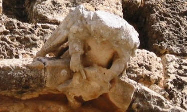 An angel pointing to a scroll on the Carmelite church, famagusta, North Cyprus