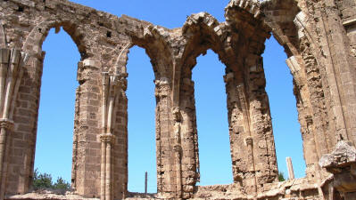 Slender Columns and tall windows at St George of the Latins church, Famagusta