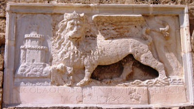 Venetian sculpture above the entrance to Othello's tower, Famagusta