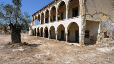 The cloisters at St Panteleimon Monastery