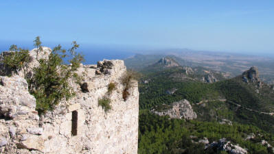 View towards karpaz from Kantara castle, near Iskele, North Cyprus