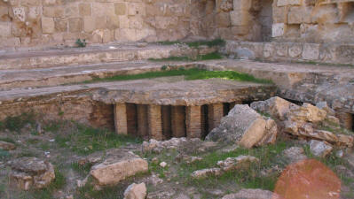 The under floor heating of the Roman baths at Salamis, near Famagusta, North Cyprus