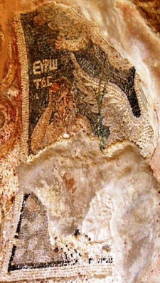 A swan mosaic at the Roman baths, Salamis, near Famagusta, North Cyprus